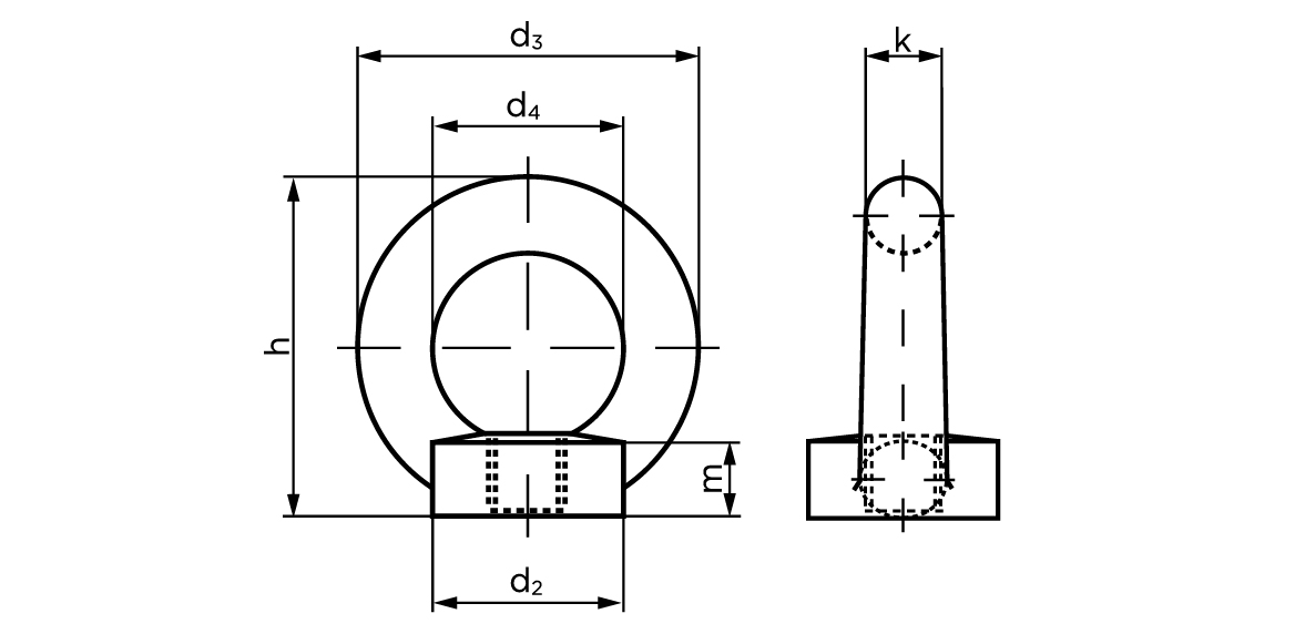 Teknisk tegning af DIN 582